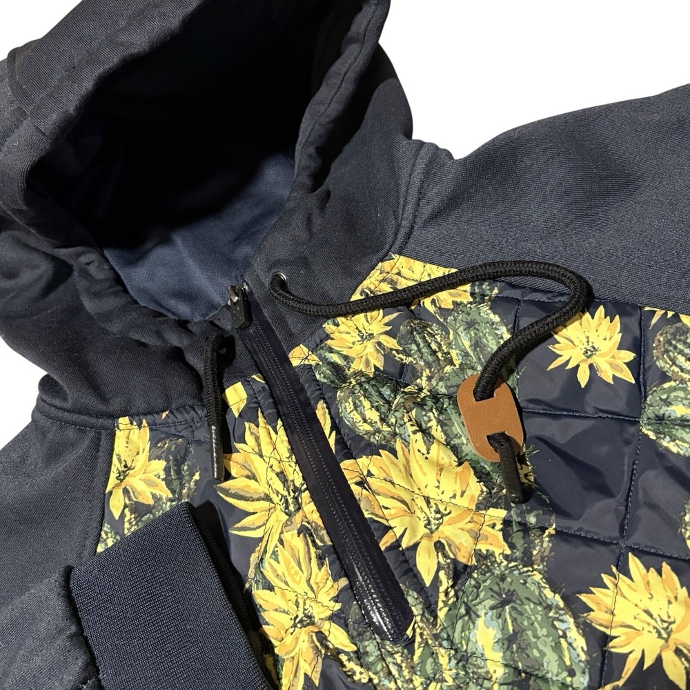 Saga‎ Outerwear Hoodie Women Size M Black Cactus Sunflower Quilted Quarter Zip